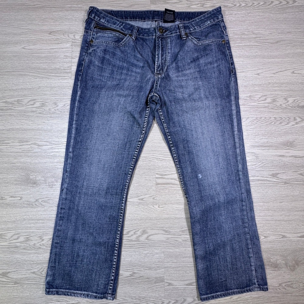 Buffalo Men's Jeans Straight Leg Blue 38 Flap Pocket Zipper Detail Denim‎